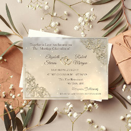 Elegant Chic Gold Hearts Wedding Uitnodiging
