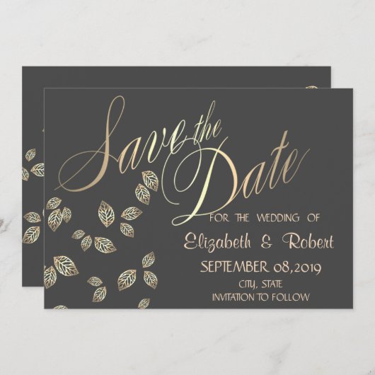 Elegant Chic Gold laat de datum opslaan Save The Date (Voorkant / Achterkant)