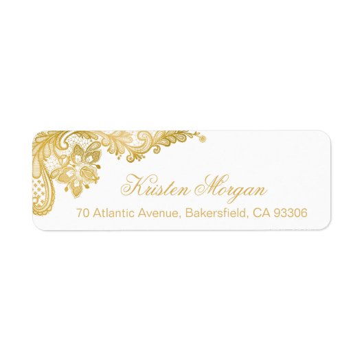 Elegant Chic Gold Lace Patroon Etiket (Voorkant)