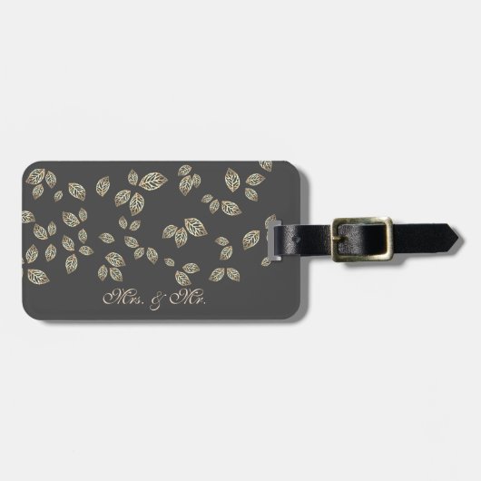 Elegant Chic Gold Leaves Bagagelabel (Voorkant horizontaal)