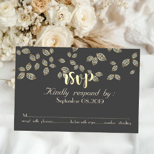 Elegant Chic Gold Leaves RSVP-kaart Kaart