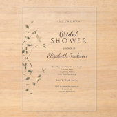 Elegant Chic Gold Leaves Vrijgezellenfeest Acryl Uitnodigingen (Voorkant)