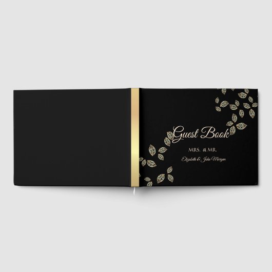 Elegant Chic Gold Leaves Wedding Gastenboek (Volledig)