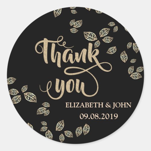 Elegant Chic Gold Leaves Wedding Sticker (Voorkant)