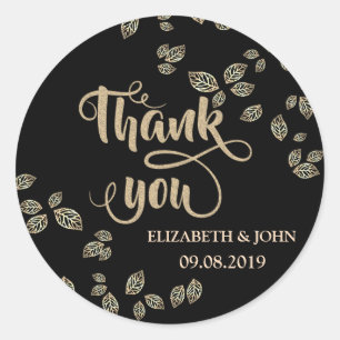 Elegant Chic Gold Leaves Wedding Sticker