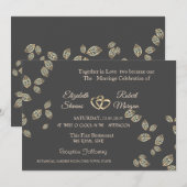 Elegant Chic Gold Leaves Wedding Uitnodiging (Voorkant / Achterkant)