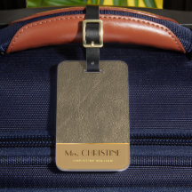 Elegant Chic gold leder brown op name