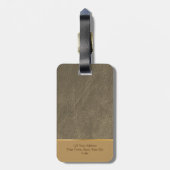 Elegant Chic gold leder brown op name Bagagelabel (Achterkant verticaal)