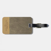 Elegant Chic gold leder brown op name Bagagelabel (Achterkant horizontaal)