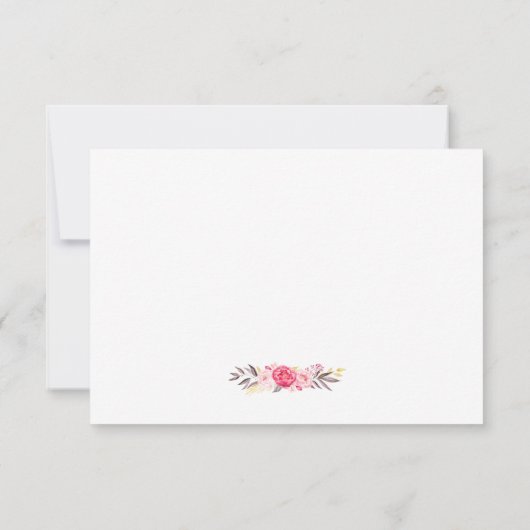 Elegant Chic Gold Lijst Blush Pink Floral Wedding RSVP Kaartje (Achterkant)