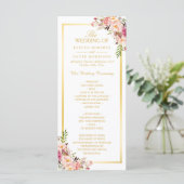 Elegant Chic Gold Lijst Floral Wedding Programme Programmakaart (Staand voorkant)