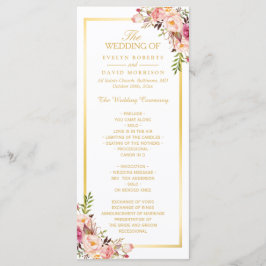Elegant Chic Gold Lijst Floral Wedding Programme Programmakaart