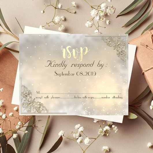 Elegant Chic Gold Lijst RSVP-kaart Kaart
