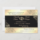 Elegant Chic Gold Lijst, Stripe Wedding Invitation Kaart (Voorkant)