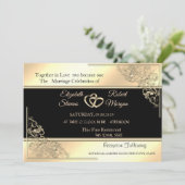 Elegant Chic Gold Lijst, Stripe Wedding Invitation Kaart (Staand voorkant)