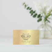 Elegant Chic Gold Lotus Confetti Yoga Instructor Visitekaartje (Staand voorkant)
