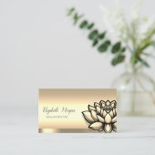 Elegant Chic Gold Lotus Flower Yoga Instructor Visitekaartje (Staand voorkant)