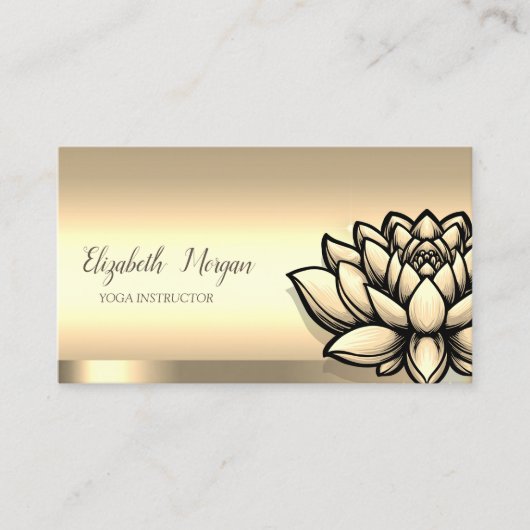 Elegant Chic Gold Lotus Flower Yoga Instructor Visitekaartje (Voorkant)