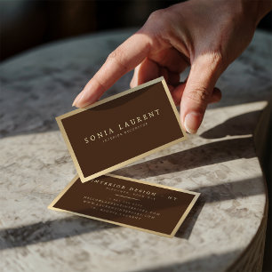 Elegant chic Gold metallic donkerbruin minimalisti Visitekaartje