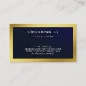 Elegant chic gold metallic navy blue minimalist visitekaartje (Achterkant)