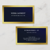 Elegant chic gold metallic navy blue minimalist visitekaartje (Voorkant / Achterkant)