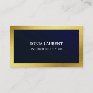 Elegant chic gold metallic navy blue minimalist visitekaartje