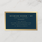 Elegant chic gold metallic navy blue minimalist visitekaartje (Achterkant)