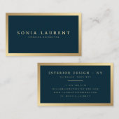 Elegant chic gold metallic navy blue minimalist visitekaartje (Voorkant / Achterkant)