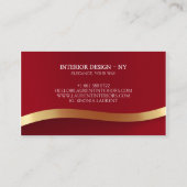 Elegant chic gold metallic Red minimalist Visitekaartje (Achterkant)
