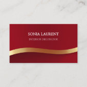 Elegant chic gold metallic Red minimalist Visitekaartje (Voorkant)