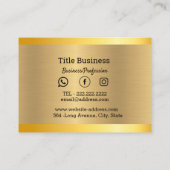 ELEGANT CHIC GOLD MODERN MINIMALIST BLACK GOLDEN VISITEKAARTJE (Achterkant)