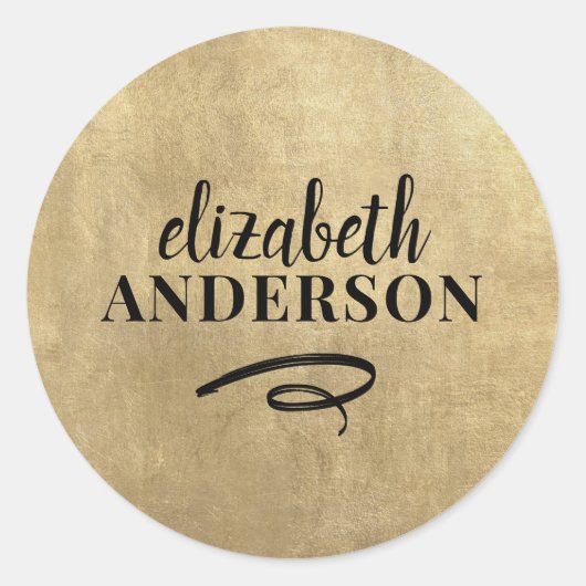 Elegant Chic Gold Modern Square Minimalist Classic Ronde Sticker (Voorkant)