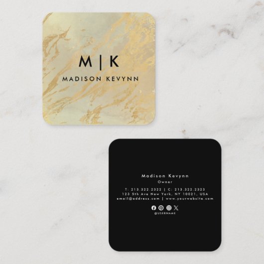 Elegant chic gold modern vierkant minimalistisch z vierkante visitekaartje (Voorkant / Achterkant)