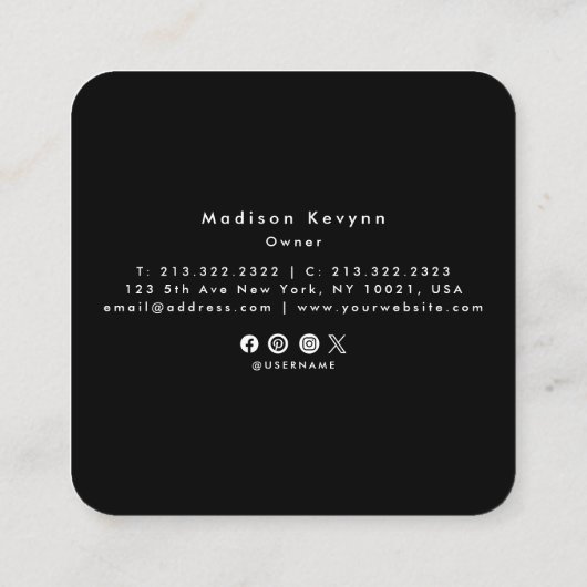 Elegant chic gold modern vierkant minimalistisch z vierkante visitekaartje (Achterkant)