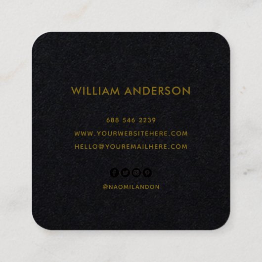 Elegant chic gold modern vierkant minimalistisch z vierkante visitekaartje (Achterkant)