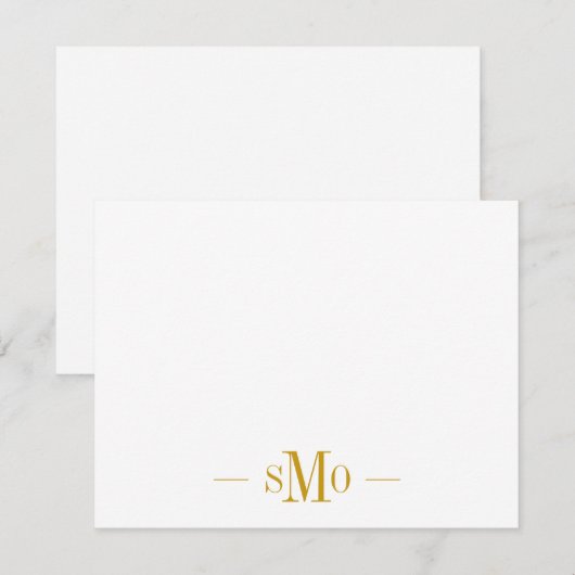 Elegant Chic Gold Monogram 3 Initialen Notitiekaartje (Voorkant / Achterkant)