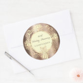 Elegant Chic Gold Ornament Heart, Bow Jubileum Ronde Sticker (Envelop)