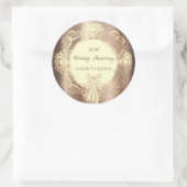 Elegant Chic Gold Ornament Heart, Bow Jubileum Ronde Sticker (Tas)