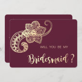 Elegant Chic Gold Paisley Bridesmaid Kaart (Voorkant / Achterkant)