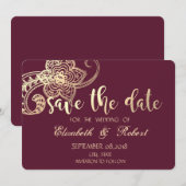 Elegant Chic Gold Paisley slaat de datum op Save The Date (Voorkant / Achterkant)