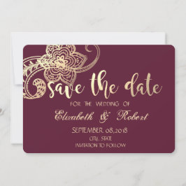 Elegant Chic Gold Paisley slaat de datum op Save The Date