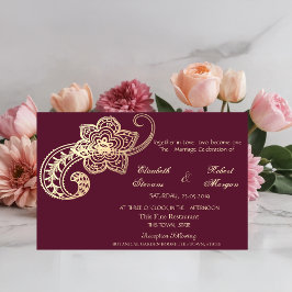 Elegant Chic Gold Paisley Wedding Invitation Kaart