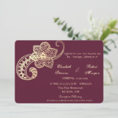 Elegant Chic Gold Paisley Wedding Invitation Kaart (Staand voorkant)