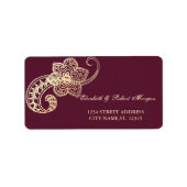 Elegant Chic Gold Paisley Wedding Label (Voorkant)