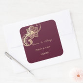 Elegant Chic Gold Paisley Wedding Vierkante Sticker (Envelop)