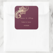 Elegant Chic Gold Paisley Wedding Vierkante Sticker (Tas)