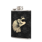 Elegant Chic Gold Peacock, Black Damask Heupfles (Links)