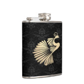 Elegant Chic Gold Peacock, Black Damask Heupfles (Rechts)