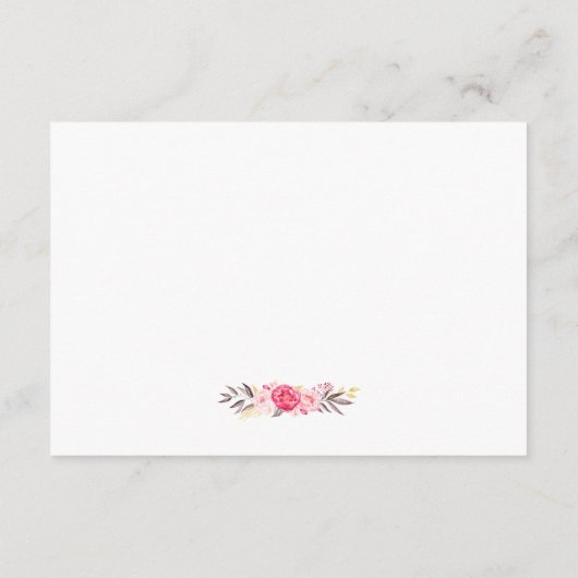 Elegant Chic Gold Pink Floral Wedding Details Informatiekaartje (Achterkant)