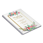 Elegant Chic Gold Pink Floral Wedding Guestbook Notitieboek (Rechterzijde)